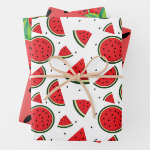 Fun Sommer Wasserfarbe Wassermelone Rotes Grün  Geschenkpapier Set