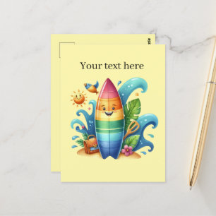 Fun Sommerzeit individuell anpassbares Strandsurfb Postkarte