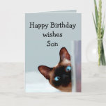 Fun Son Birthday Wishes Siamese Cat Karte<br><div class="desc">Funny Son Birthday Wishes Siamese Cat Animal Humor you up.   Perfect for that Son in your life with a sense of humor,  a love of cats and a birthday</div>