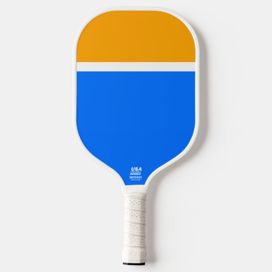 Fun Sonnenhellgelber Top Nautic Blue Block Pickleball Schläger (Rückseite)