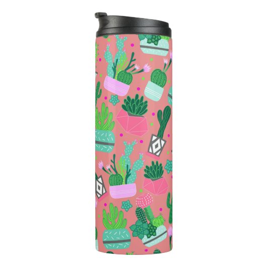 Fun Southwestern Niedlich Girly Pink Cactus Patter Thermosbecher (Nach rechts gedreht)