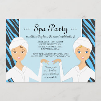 Fun Spa Girl Birthday Spa Party Invitation | Zebra Einladung