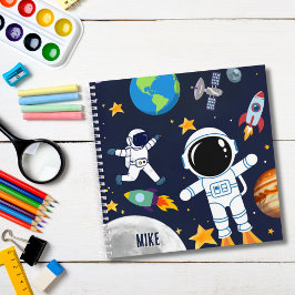 Fun Space Astronaut Planet, Niedliche Kinderskizze Notizblock