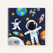 Fun Space Astronaut Planet, Niedliche Kinderskizze Notizblock (Vorderseite)