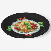 Fun Spaghetti liebt Abendessen Pappteller (Schrägansicht)