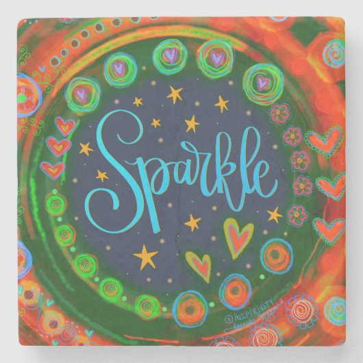 Fun Sparkle Stars hört Whimsical Steinuntersetzer (Vorderseite)