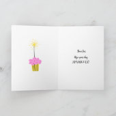 Fun Sparkler Cupcake Hinzufügen eines Namens Gebur Karte (Innenseite)