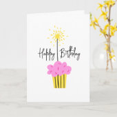 Fun Sparkler Cupcake Hinzufügen eines Namens Gebur Karte (Gelbe Blume)