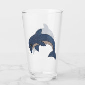 Fun Sparkling Blue White Jumping Ocean Dolphin Glas (Rückseite)