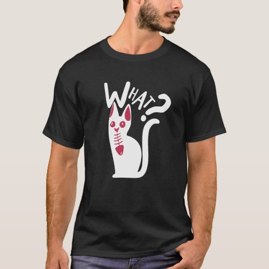 Fun Spaß Fools' Day Cartoon Katze White Magenta T-Shirt (Vorderseite)