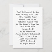 Fun Spaß Mann erreicht Altersversorgung Party Einl Einladung (Rückseite)