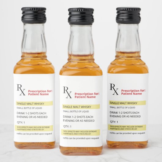 Fun Spaß Neuheit Rx-VerschreibungLabel Alkoholflaschenetikett (Flaschen)