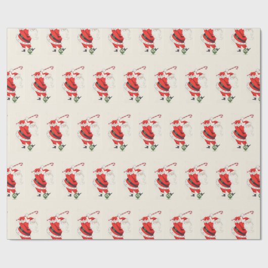 Fun Spaß Retro Santa Plays Golf Geschenkpapier (Flach)