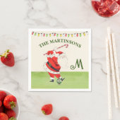 Fun Spaß Retro Santa Plays Name der Golfmonogramm Serviette (Beispiel)