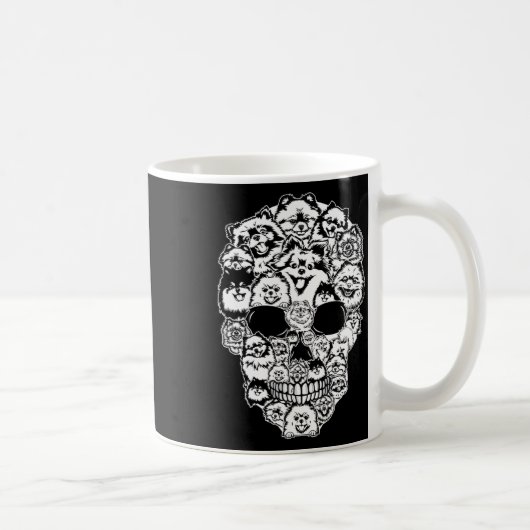 Fun Spitz Skull Hund Skelett Halloween Kaffeetasse (Rechts)