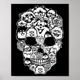 Fun Spitz Skull Hund Skelett Halloween Poster