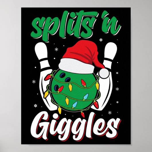 Fun Splits in Giggles Bowling Player Weihnachtssch Poster (Vorne)