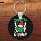 Fun Splits in Giggles Bowling Player Weihnachtssch Schlüsselanhänger (Vorderseite)