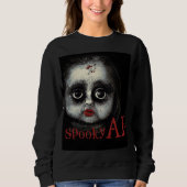 Fun Spooky AF Creepy Goth Doll Face Halloween Sweatshirt (Vorderseite)