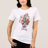 Fun Spooky blühendes BlumenHalloween Schädel Tri-Blend Shirt (Vorderseite)