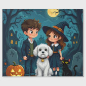 Fun Spooky Gift Wrap with Pumpkins, Ghosts & Bats Geschenkpapier (Flach)