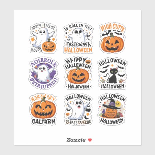 Fun Spooky Halloween Designs Sticker Set (Blatt)