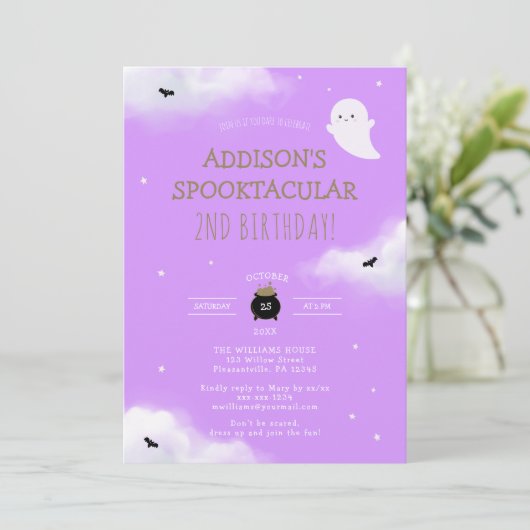 Fun Spooky Halloween Kindergeburtstag Party Einladung (Stehend Vorderseite)