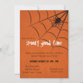 Fun Spooky Spider und Web Black Orange Halloween Einladung (Vorderseite)