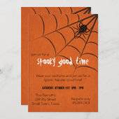 Fun Spooky Spider und Web Black Orange Halloween Einladung (Vorne/Hinten)
