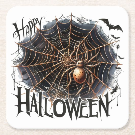 Fun Spooky Spider Web Halloween Paper Untersetzer (Vorderseite)