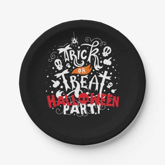 Fun Spooky Trick oder Treat Halloween-Party Pappteller (Vorderseite)