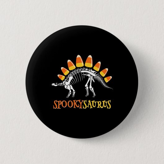 Fun Spookysaurus Candy Corn Dinosaur Halloween Tod Button (Vorderseite)