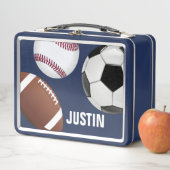 Fun Sport Theme Monogram mit Name monogram Metall Brotdose (Beispiel)