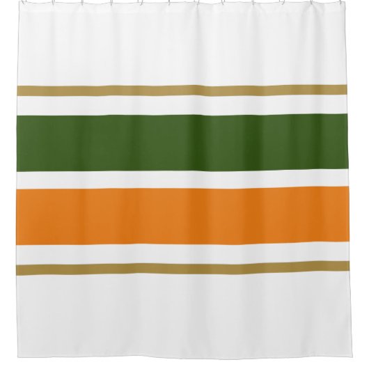 Fun Sportwald grüne Orangenstreifen auf Weiß Duschvorhang (Vorderseite)