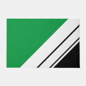 Fun Sporty Black Bright Green White Racing Streife Fußmatte (Vorderseite)