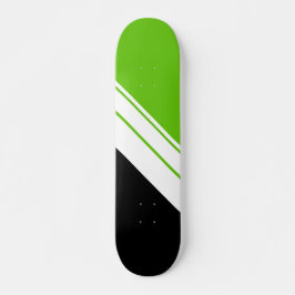 Fun Sporty Black Lime Green White Racing Streifen Skateboard