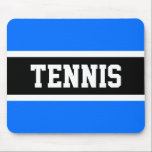 Fun Sporty Block TENNIS Buchstaben Blue Black Stri Mousepad<br><div class="desc">Dieses lustige Sportdesign zeichnet sich durch klassische,  kräftige Großbuchstaben in einem markierten breiten schwarzen Streifen mit weißen Pinstreifen auf einem hellblauem Hintergrund aus,  wobei "TENNIS" sich vor und in der Mitte ausdrückt. Machen Sie es sich selber: Die Farben und Texte in diesem Design können personalisiert sein.</div>