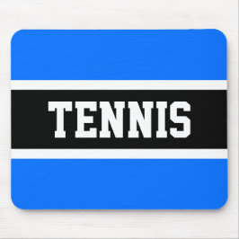 Fun Sporty Block TENNIS Buchstaben Blue Black Stri Mousepad