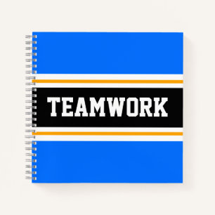 Fun Sporty Blue Black TEAMWORK Racing Stripes Notizblock