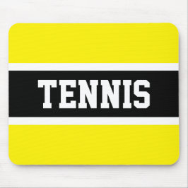 Fun Sporty Bold TENNIS Text Gelbe schwarze Streife Mousepad