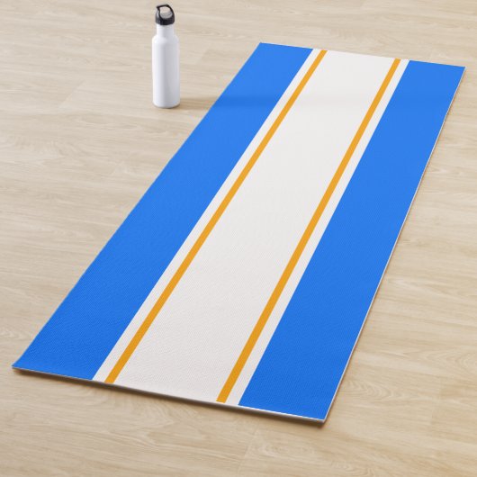 Fun Sporty Bright Blue White Orange Racing Streife Yogamatte (Beispiel)