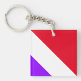 Fun Sporty Bright Lila Red White Slant Streifen Schlüsselanhänger