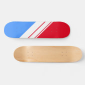 Fun Sporty Bright Red White Blue Diagonal Streifen Skateboard (Horizontal)