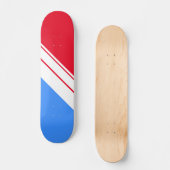 Fun Sporty Bright Red White Blue Diagonal Streifen Skateboard (Vorderseite)