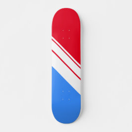 Fun Sporty Bright Red White Blue Diagonal Streifen Skateboard