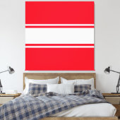 Fun Sporty Bright Red White Centre Racing Streifen Leinwanddruck (Insitu (Schlafzimmer))