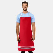 Fun Sporty Bright Red White Hem Racing Streifen Schürze (Getragen)