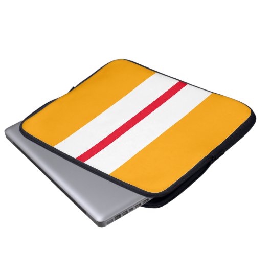 Fun Sporty Bright Rot Gelbe Streifen Laptopschutzhülle (Vorne Knopf)