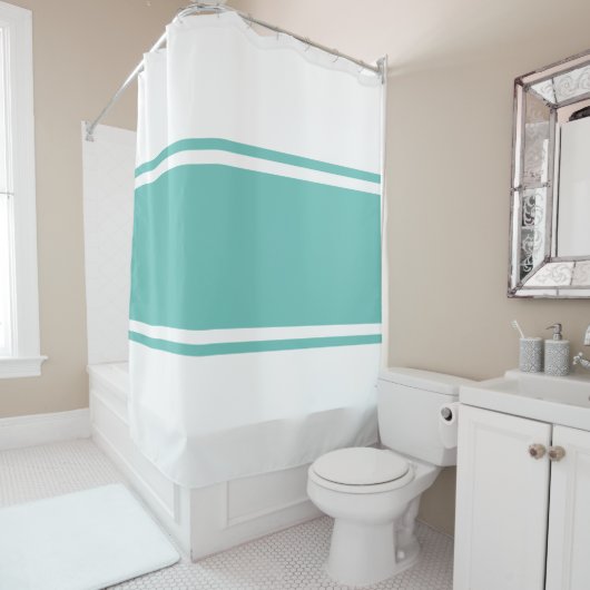 Fun Sporty Classy Aquamarine Streifen Duschvorhang (Beispiel)
