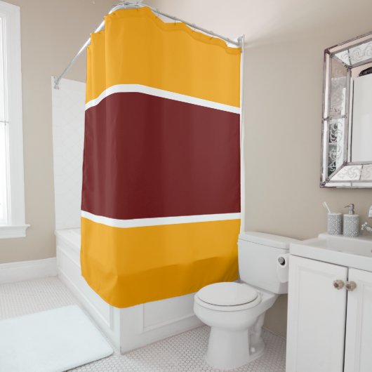 Fun Sporty Deep Red White Yellow Orange Streifen Duschvorhang (Beispiel)